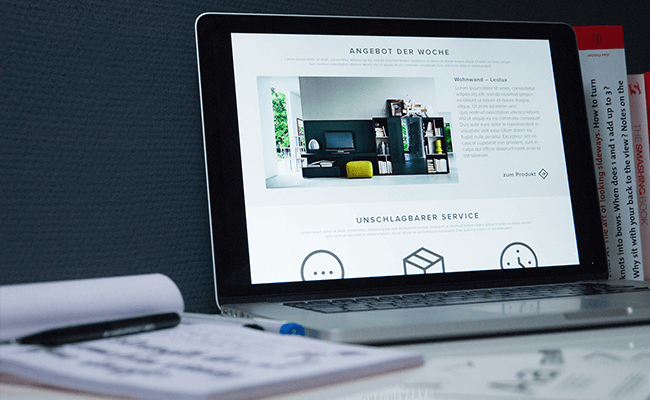 Laptop showing website – Pfannes & Virnich